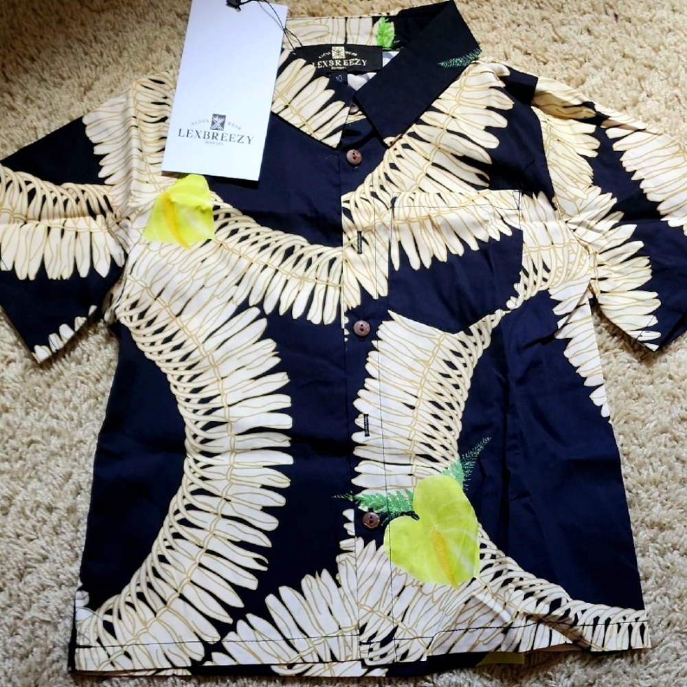Boys Lexbreezy Gingerlei print Aloha Shirt
